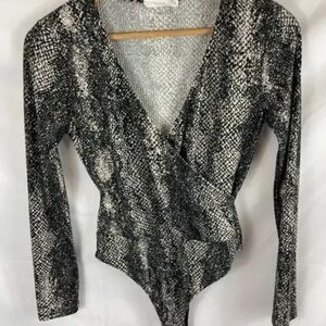 Lush Black and Gray Snakeskin Bodysuit